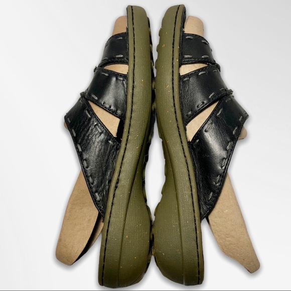 Keen Open Toe Slide Black Leather Sandals - Picture 5 of 10